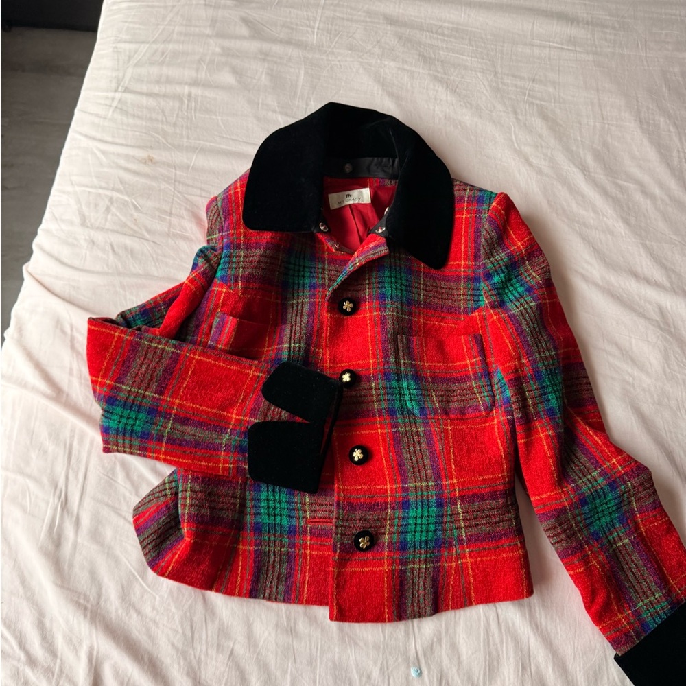 Plaid Red and Black Women's Blazer